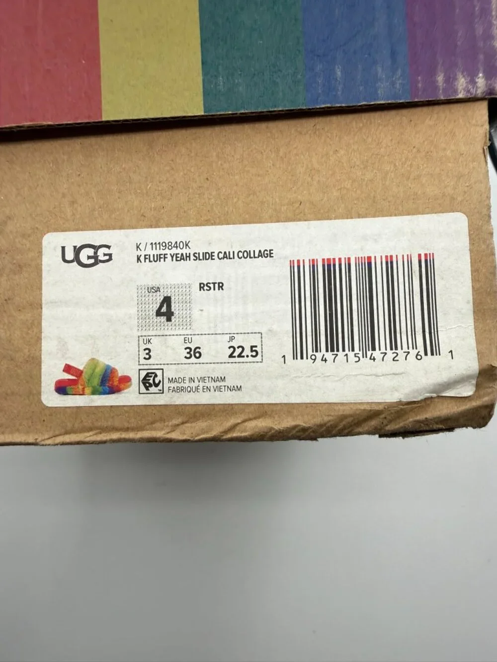 UGG Girls K Fluff Yeah Slide Cali Collage Size 4